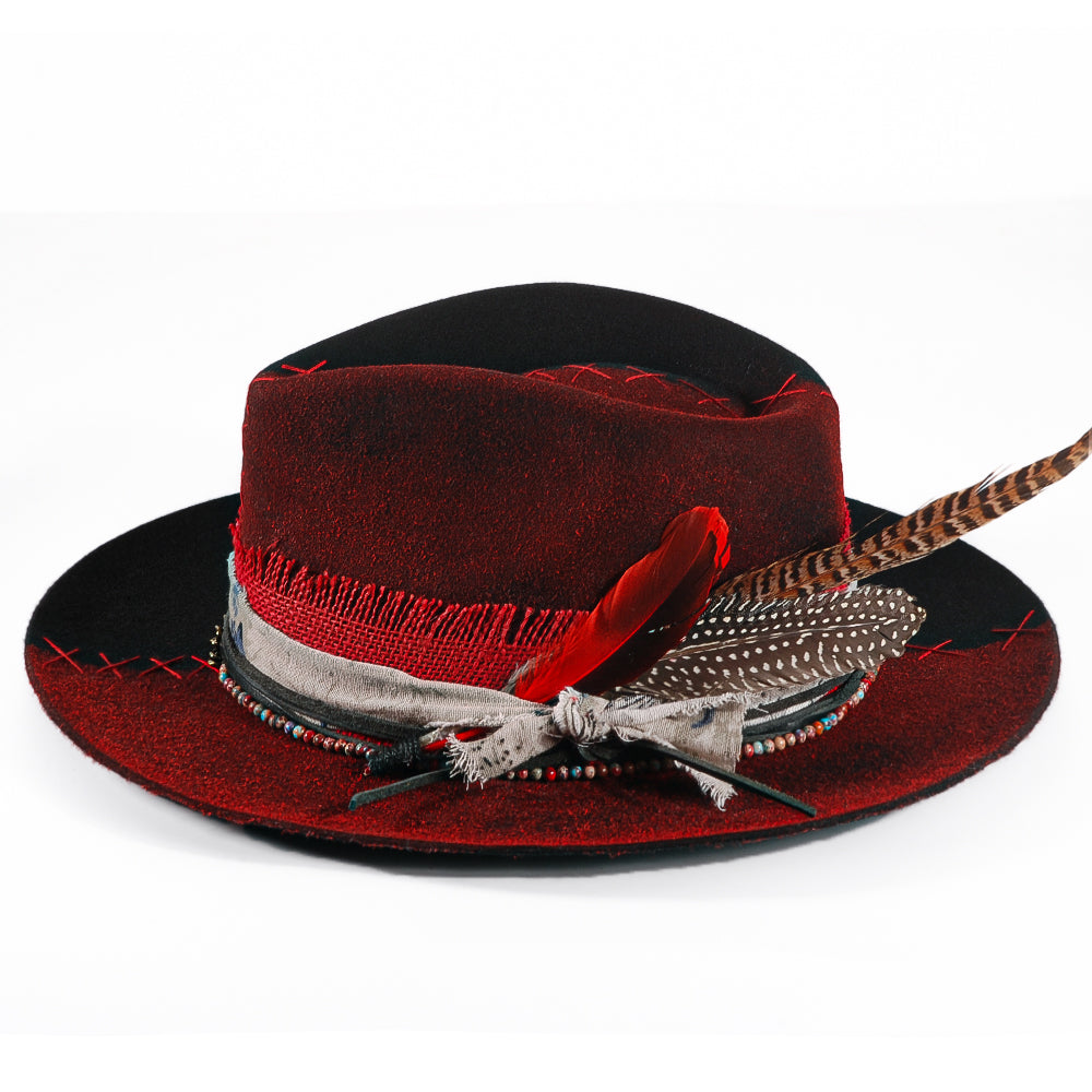 OTRHATS-Fedora-Wool-Red-And-Black-Scarlet-Shade-side