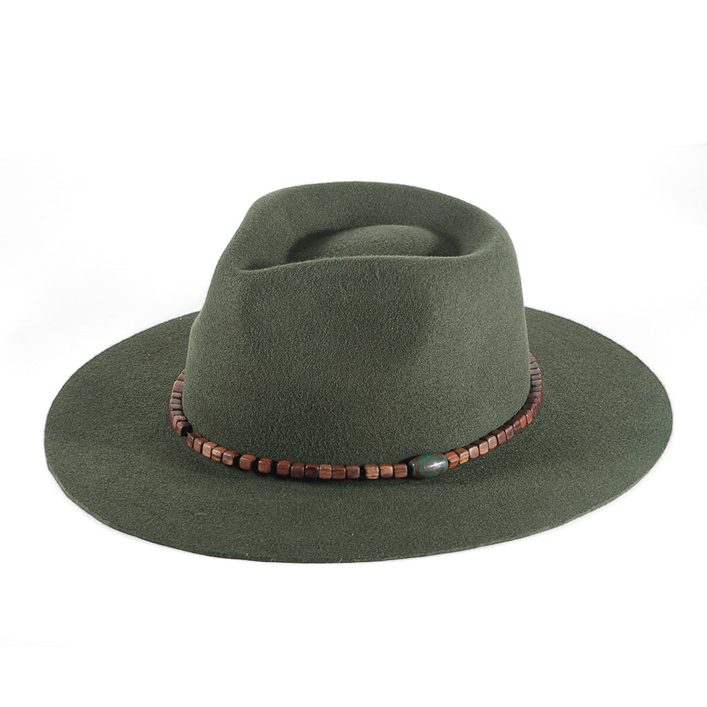 Vintage Fedora Felt(Includes All The Accessories)(Sandalwood+Dzi (Buddhist Prayer Beads)
