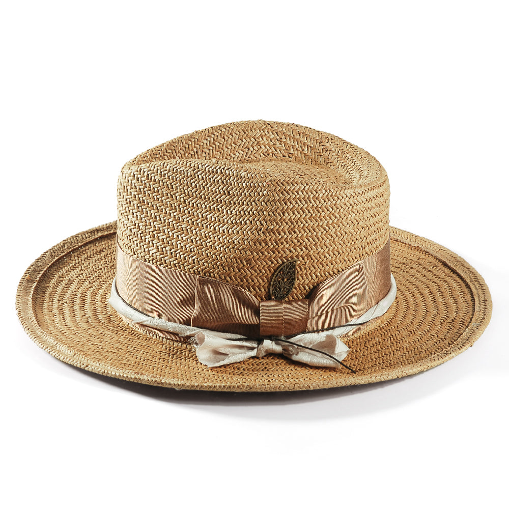 Geoffery Straw Fedora Hat –Khaki(Includes All The Accessories) – Otraland