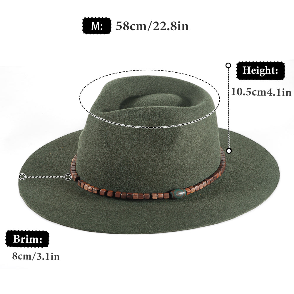 Vintage Fedora Felt(Includes All The Accessories)(Sandalwood+Dzi (Buddhist Prayer Beads)