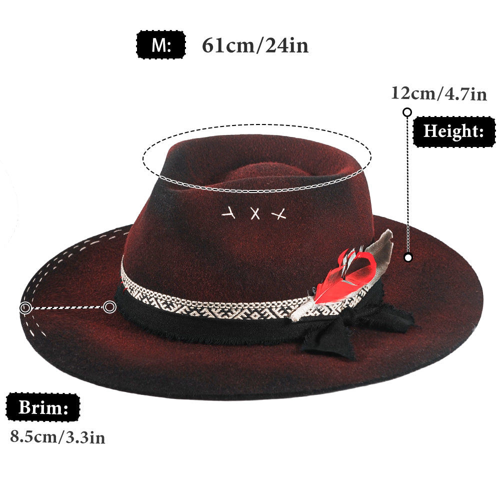 Otraland Cool Vintage Fedora Felt(Includes All The Accessories)