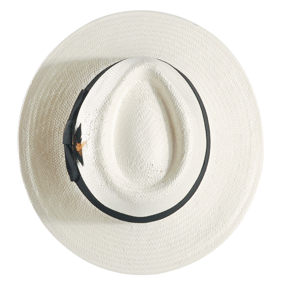 Handcrafted Panama Feather Straw Hat-White