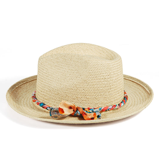 Geoffery Straw Fedora Hat – Beige (Includes All The Accessories)