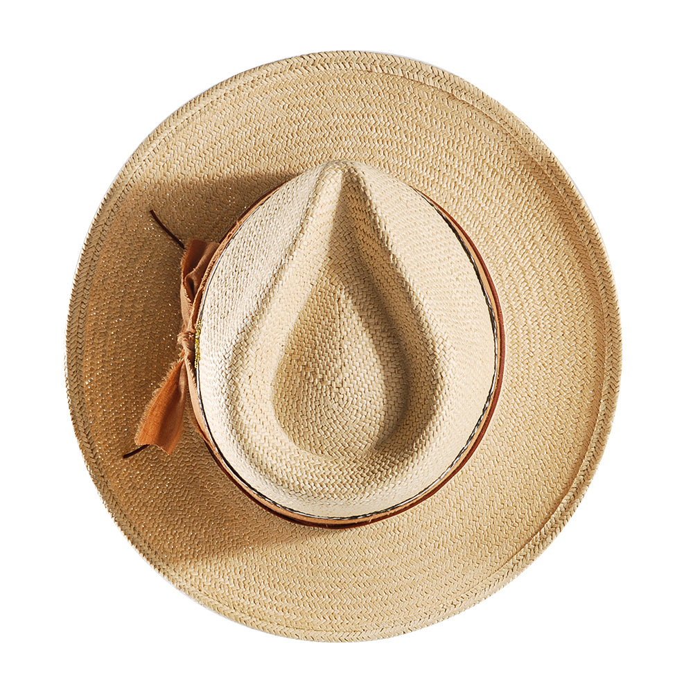 Geoffery Straw Fedora Hat -Beige(Includes All The Accessories)