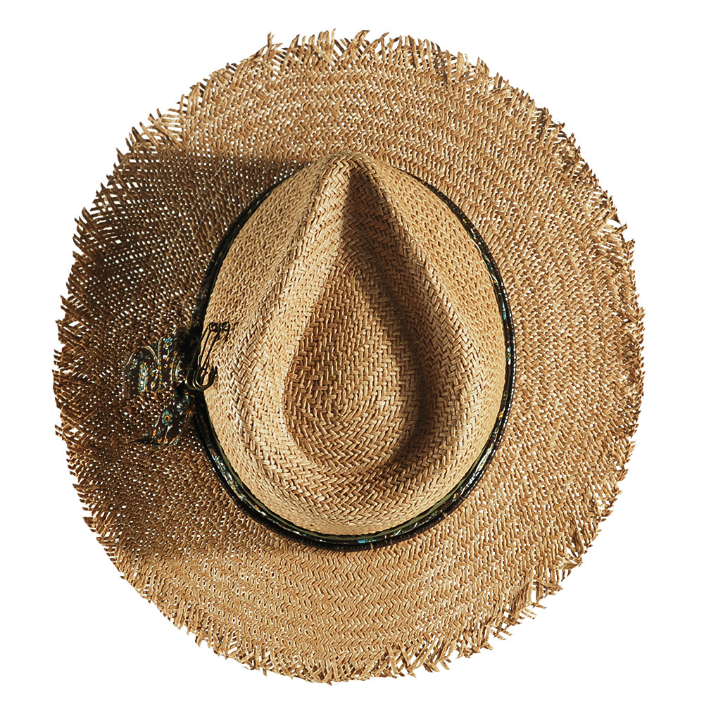 Geoffery Straw Fedora Hat –Khaki (Includes All The Accessories)