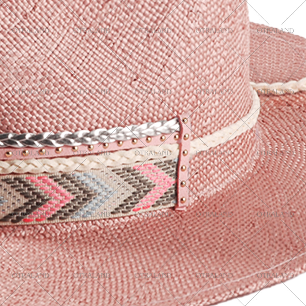 Fedora Straw Hat-Pink