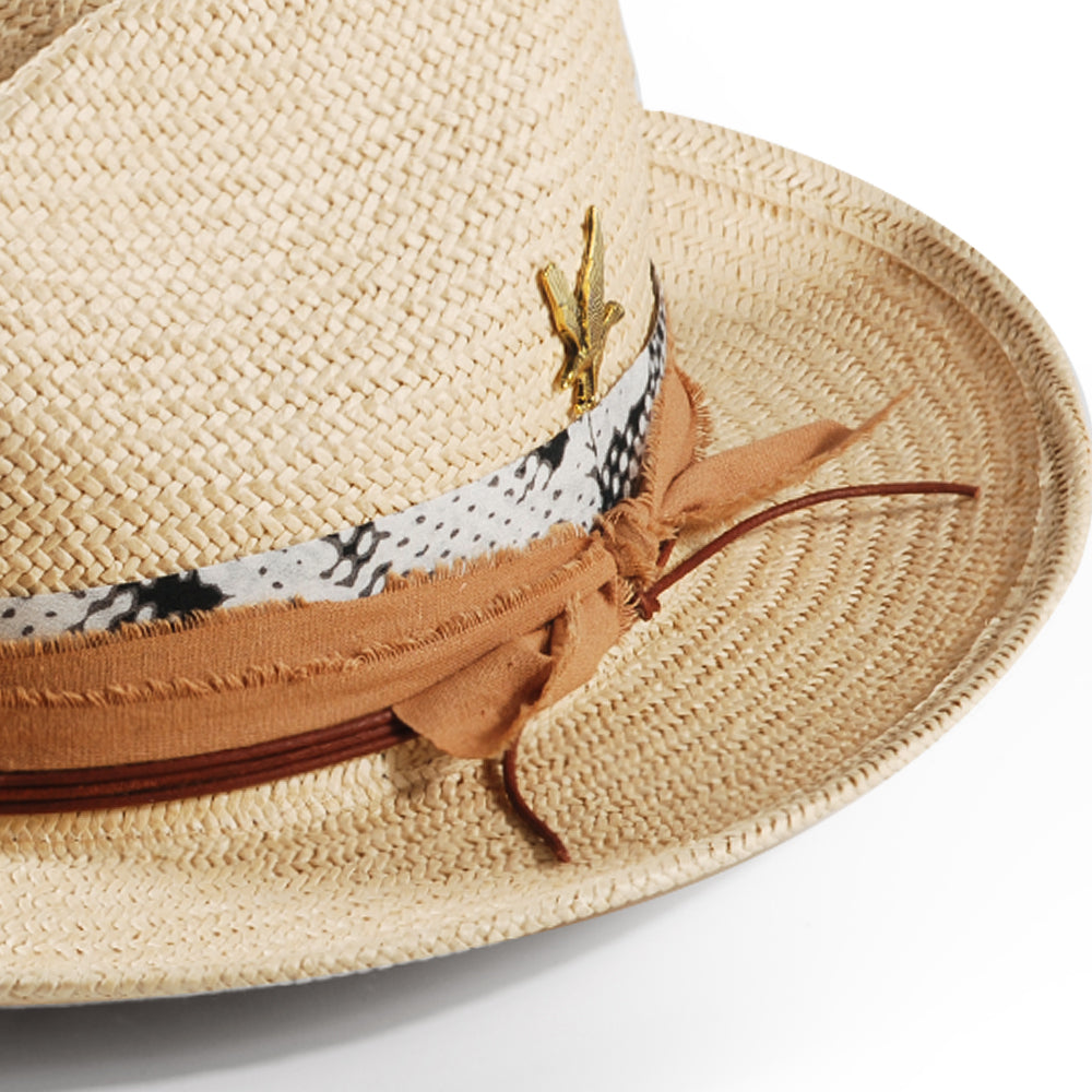 Geoffery Straw Fedora Hat -Beige(Includes All The Accessories)
